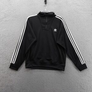 Adidas Originals Funnelneck Track Jacket Medium Black Men‎ 3 Stripe 1/4 Zip NEW